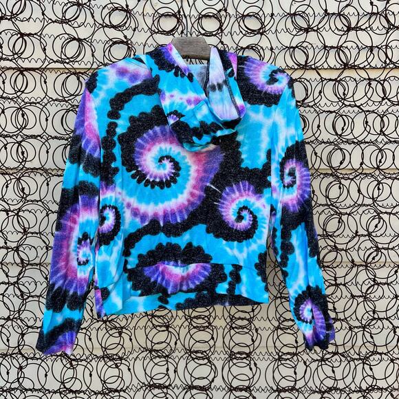 Hurley Youth Purple Pink Black Tie Dye Lightweight Hoodie Sweatshirt LARGE - Picture 3 of 4